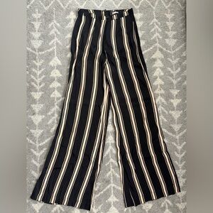 Reformation Black and Cream Striped Wide Leg Sheer Pants